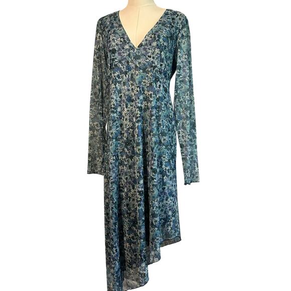 Oak & Trellis Dress NWT SZ XL Midi Oceanview Baby Doll Long Sleeve Sheer HOCO - Picture 2 of 11